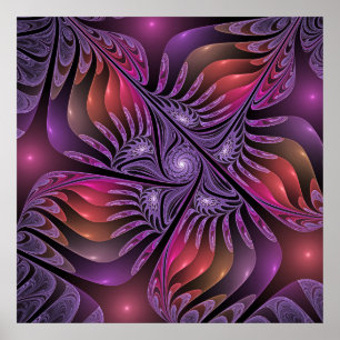 Poster Imaginaire coloré Abstrait Trippy Violet Fractal