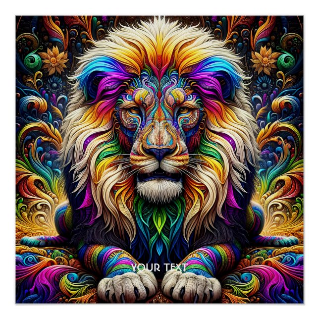 Poster Imaginaire Couleurs Lion mignonnes Danse (Devant)