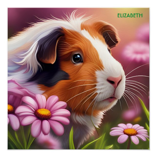 Poster Imaginaire Cute Guinée Fleurs de porc (Devant)