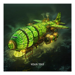 Poster Imaginaire Cute Lime Steampunk Plane