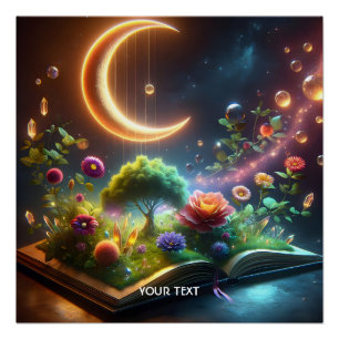 Poster Imaginaire Cute Moon Garden Book