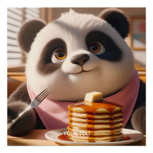Poster Imaginaire Cute Panda Manger Pancakes
