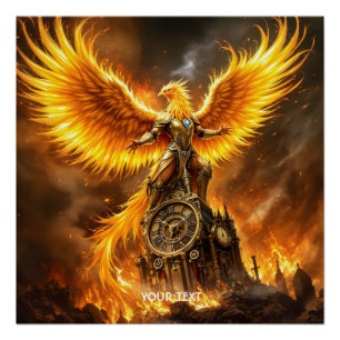 Poster Imaginaire Cute Steampunk Flames Phoenix