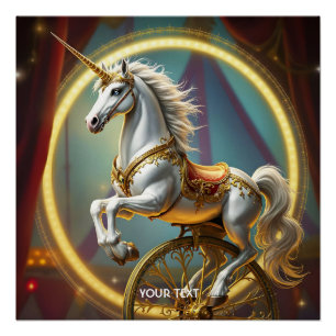 Poster Imaginaire Cute Unicorn Wheel Circus