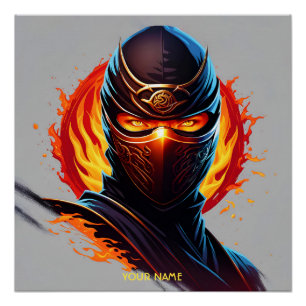 Poster Imaginaire Cute Vivid Orange Flame Ninja