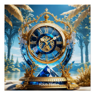 Poster Imaginaire Cute Vivid Sapphire Horloge Mer