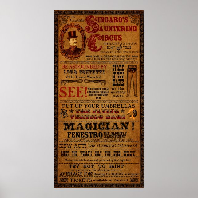 Poster imaginaire de cirque de Tirahvaalta 12" x 2 (Devant)