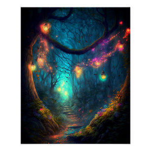Poster Imaginaire de forêt enchantée fée magique Pixie Po