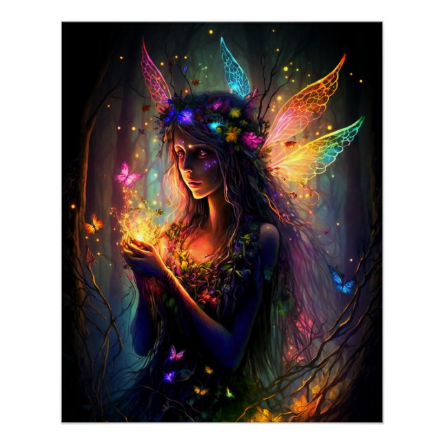 Poster Imaginaire de forêt enchantée fée magique Pixie Po (Devant)