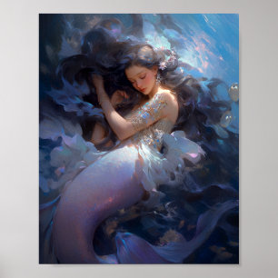 Poster Imaginaire de sirène dormant violet