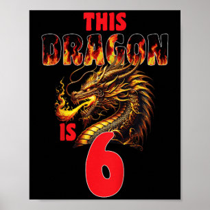 Poster Imaginaire Dragon Thème Pour Enfants À 6 Anniversa