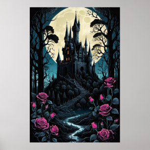 Poster Imaginaire du château Rose enchanté