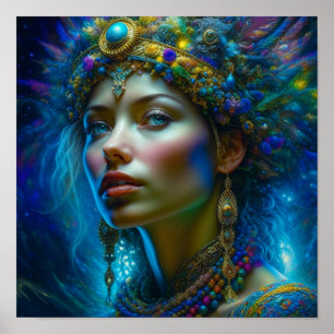 Poster Imaginaire Ethéal Art Princesse Guerrier Belle