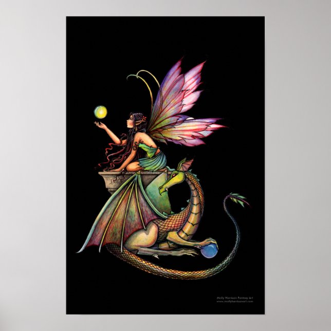 Poster Imaginaire Fée Dragon Imprimer l'affiche (Devant)