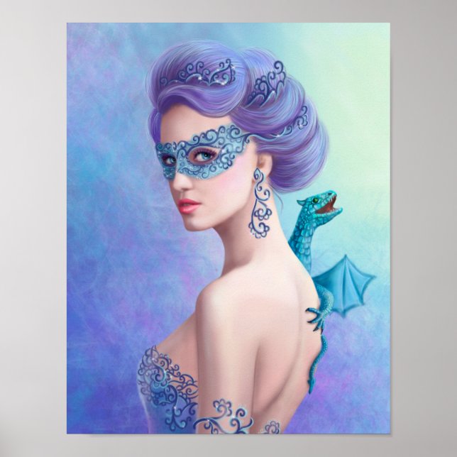 Poster Imaginaire femme d'hiver, belle reine des n (Devant)