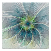 Imaginaire fleuri Moderne Bleu Vert Fractal Fleur