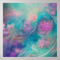 Imaginaire Fleurs Abstraites En Rose Et En Vague A