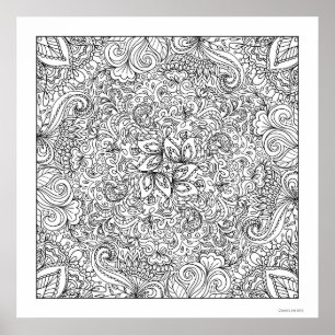 Poster Imaginaire Fleurs Line Art Vous Couleur Belle