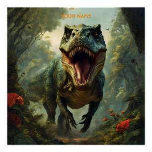 Poster Imaginaire Fleurs Vivides Majestic T-Rex
