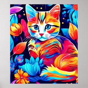 Poster Imaginaire floral Feline