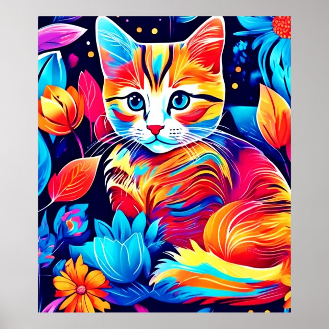 Poster Imaginaire floral Feline (Devant)