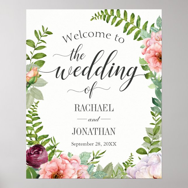 Poster Imaginaire Floral Mariage de bienvenue Signal (Devant)