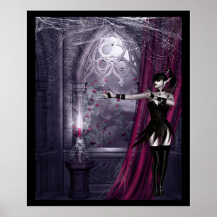 Poster Imaginaire gothique fille dans la chambre éffrayan