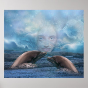 Poster Imaginaire Indigo enfant et dauphin