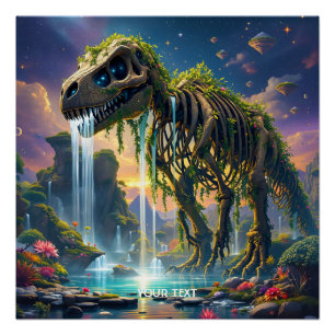 Poster Imaginaire Joli Squelette Dinosaure Jardin