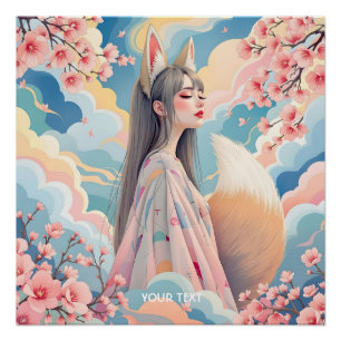 Poster Imaginaire jolie dame Renard Rose