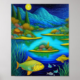 Poster Imaginaire Lake Fish Art