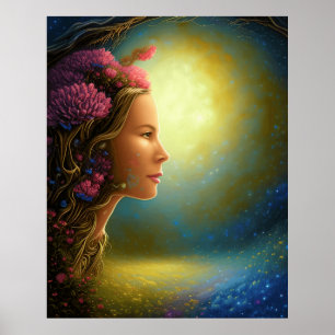 Poster Imaginaire magique face soleil fantastique paysage