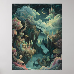 Poster imaginaire magique paysage mystère magique imprime