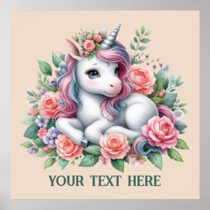 Poster Imaginaire mignon amoureux de licorne ajouter du t
