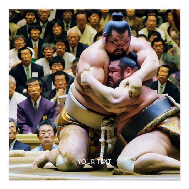 Poster Imaginaire mignon deux lutteurs Sumo (Devant)