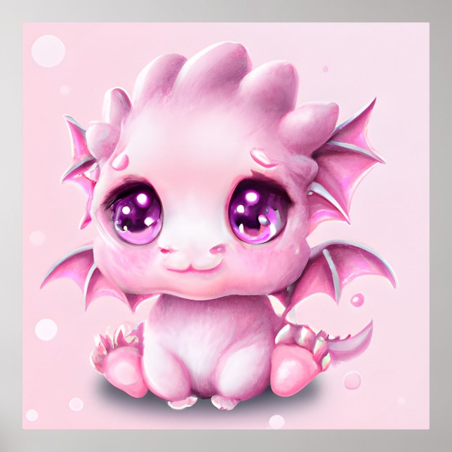 Poster Imaginaire mignon et adorable Pink Baby Chibi (Devant)