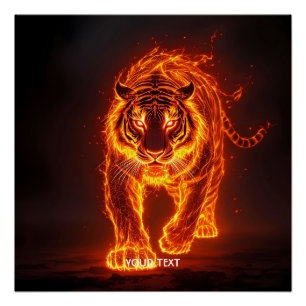 Poster Imaginaire mignon feu gros tigre
