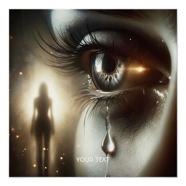 Poster Imaginaire mignon Pleurant fille oeil (Devant)