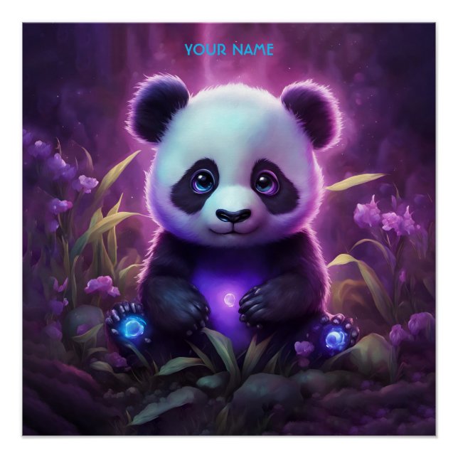 Poster Imaginaire mignon Purple Baby Panda (Devant)