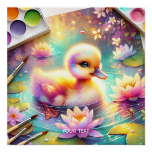 Poster Imaginaire mignonne Bébé Fleurs de canard