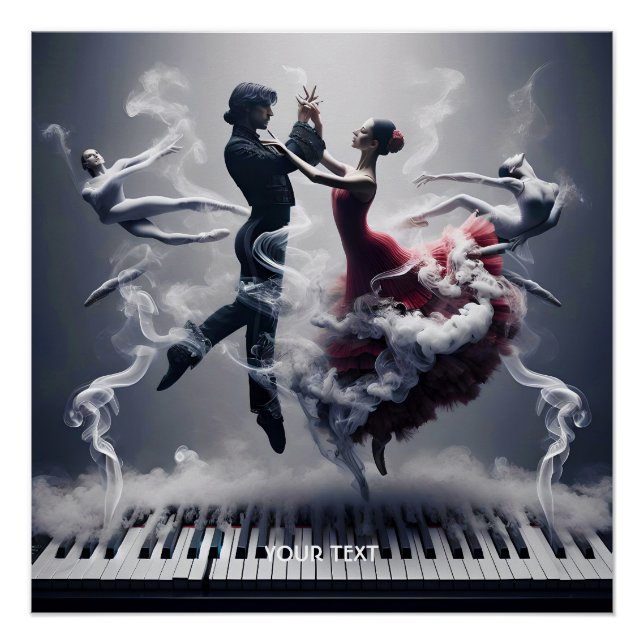 Poster Imaginaire Mignonne danseuse Ballerina Piano (Devant)