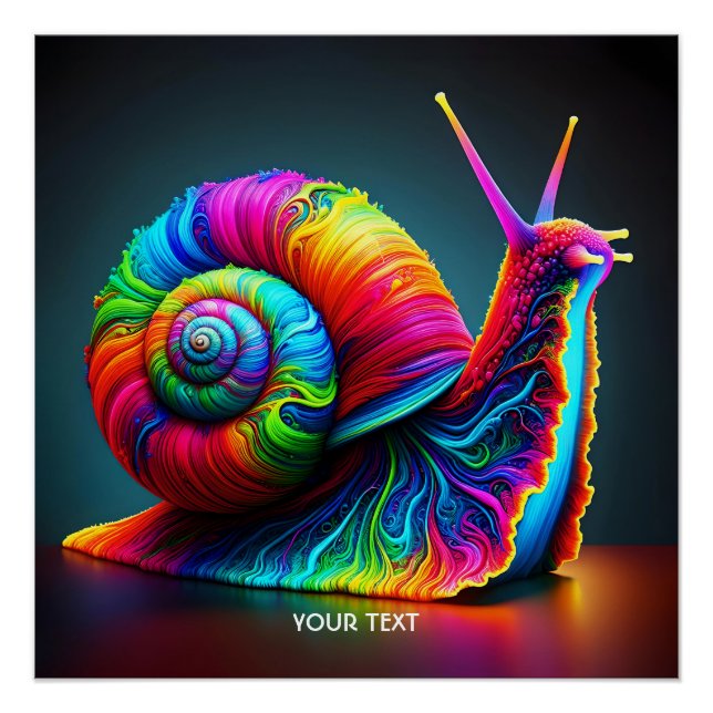 Poster Imaginaire Mignonne escargot Beaucoup de couleurs (Devant)