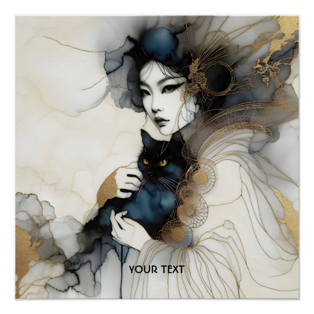 Poster Imaginaire mignonne japonaise fille chat (Devant)