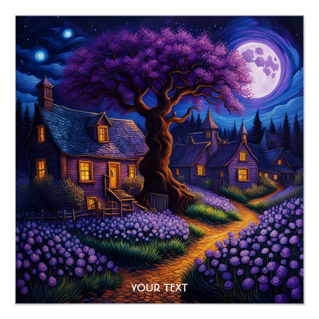 Poster Imaginaire Mignonne Vivid Village Violet Lune (Devant)