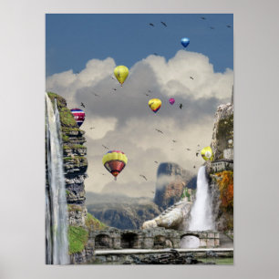Poster Imaginaire montgolfière art