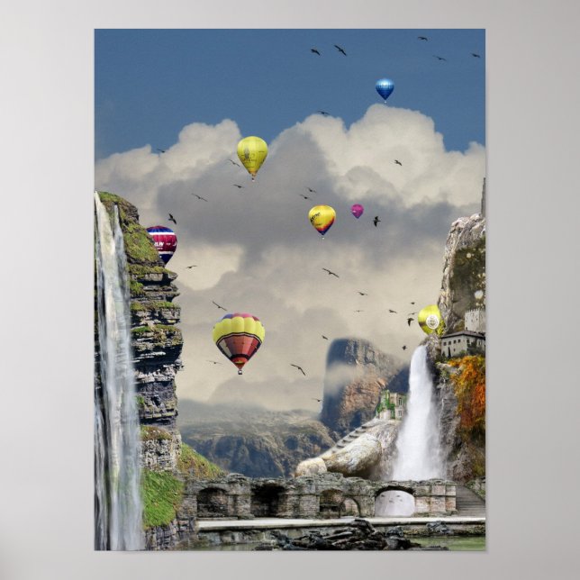 Poster Imaginaire montgolfière art (Devant)