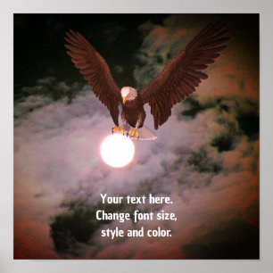 Poster Imaginaire Pleine lune d'aigle à tête blanche Ajou