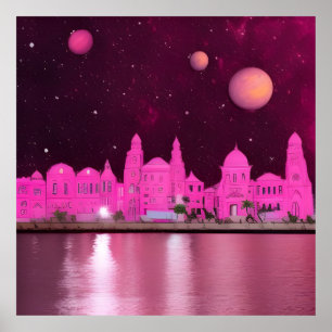 Poster Imaginaire scientifique rose