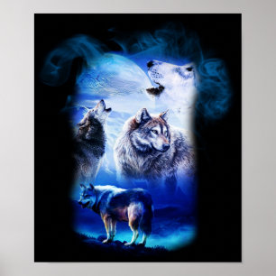 Poster Imaginaire Wolf Moon Mountain