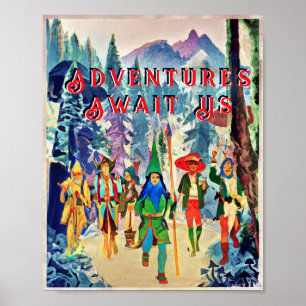 Poster Imaginaires amis en marche, ajoutez votre texte Po